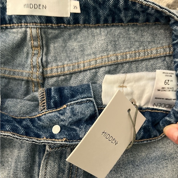 Hidden Jeans Med Wash Distressed Tracey High Rise Straight Crop Jeans Size 29 - Picture 9 of 9